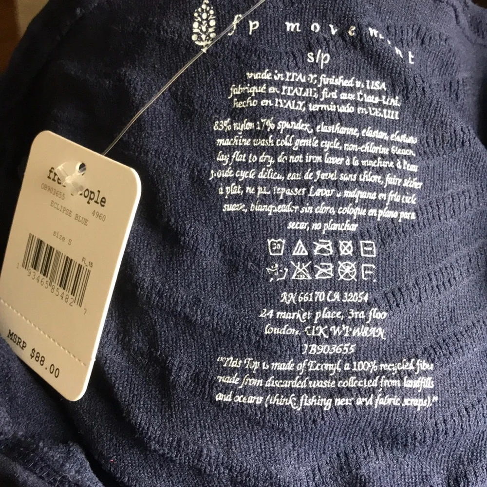 FREE PEOPLE FP Gone Adrift Long Sleeve Eclipse Crop Top